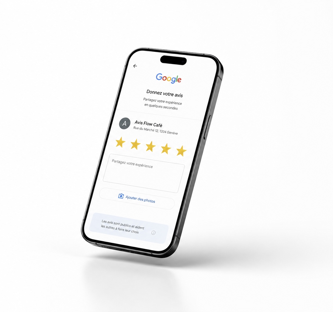 La page d’avis Google qui s’ouvre sur le téléphone